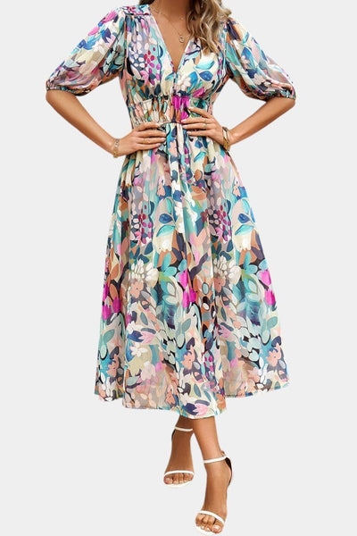 Georgina | V - Neck Floral Midi Dress