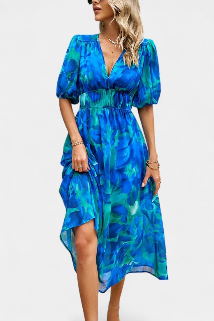 Georgina | V - Neck Floral Midi Dress