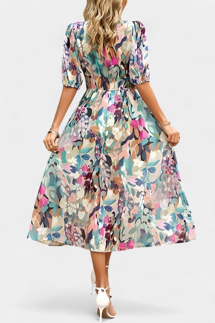 Georgina | V - Neck Floral Midi Dress