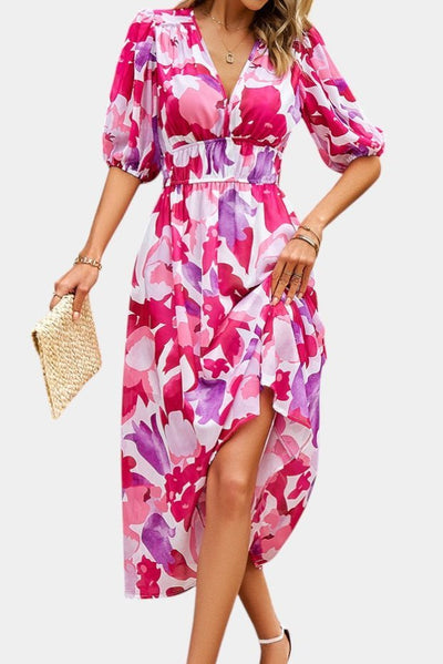 Georgina | V - Neck Floral Midi Dress