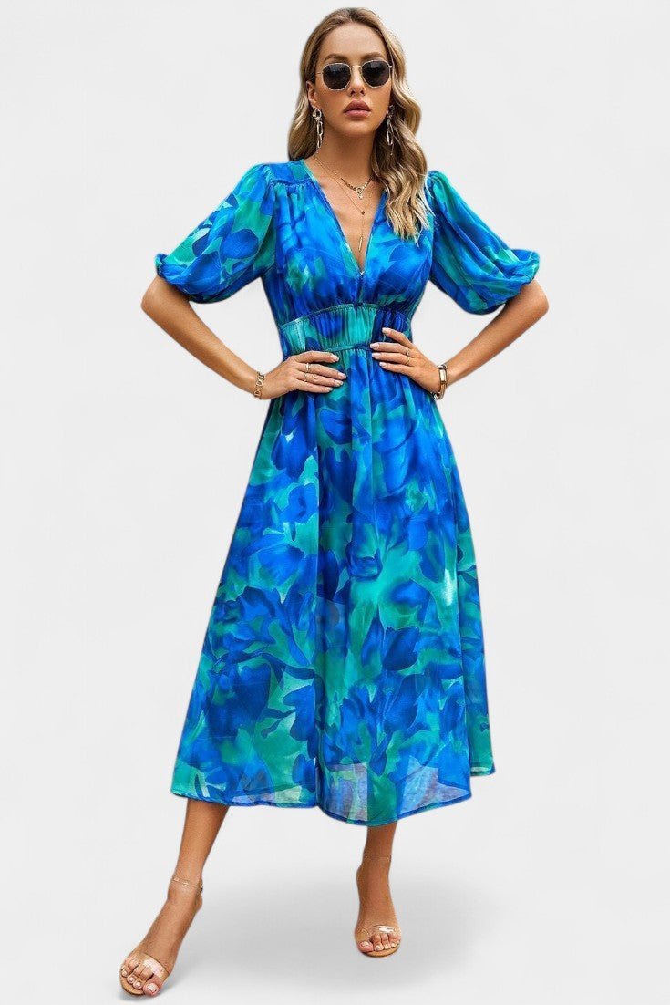 Georgina | V - Neck Floral Midi Dress