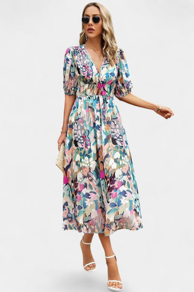 Georgina | V - Neck Floral Midi Dress