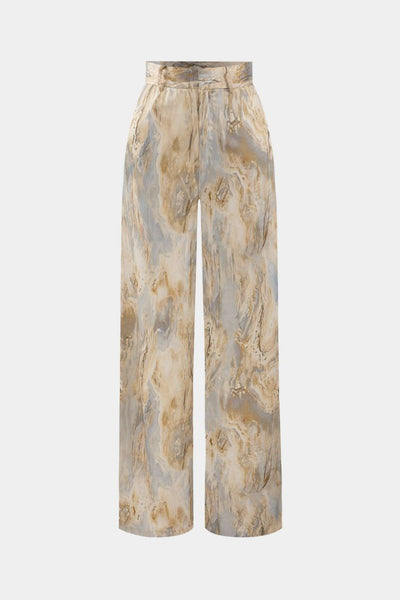 Inna | Marble Print High - Waisted Straight Leg Pants
