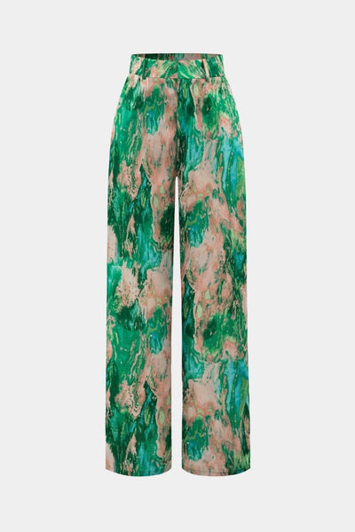 Inna | Marble Print High - Waisted Straight Leg Pants