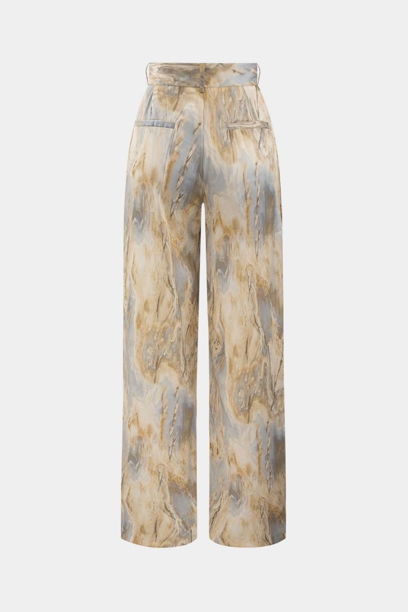 Inna | Marble Print High - Waisted Straight Leg Pants