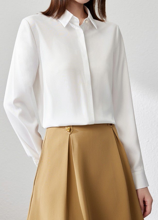 Isadora™ | Soft Satin Top with Long Sleeves — Reinvented Office Elegance