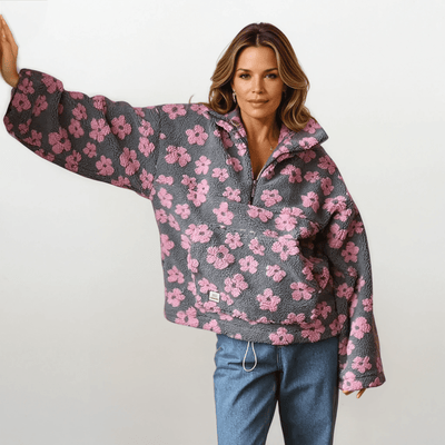 Ivy | Long Sleeve Floral Fleece Sweater