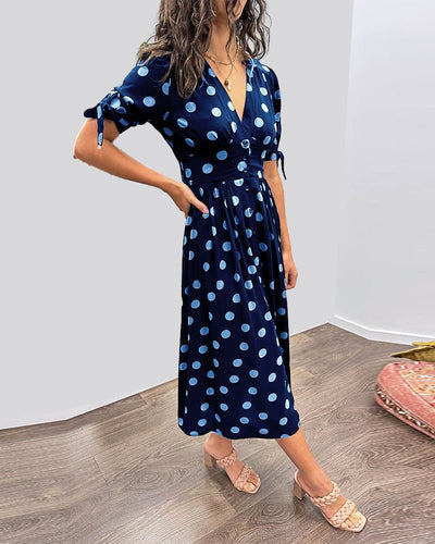 JESSY | STYLISH POLKA DOT V - NECK DRESS