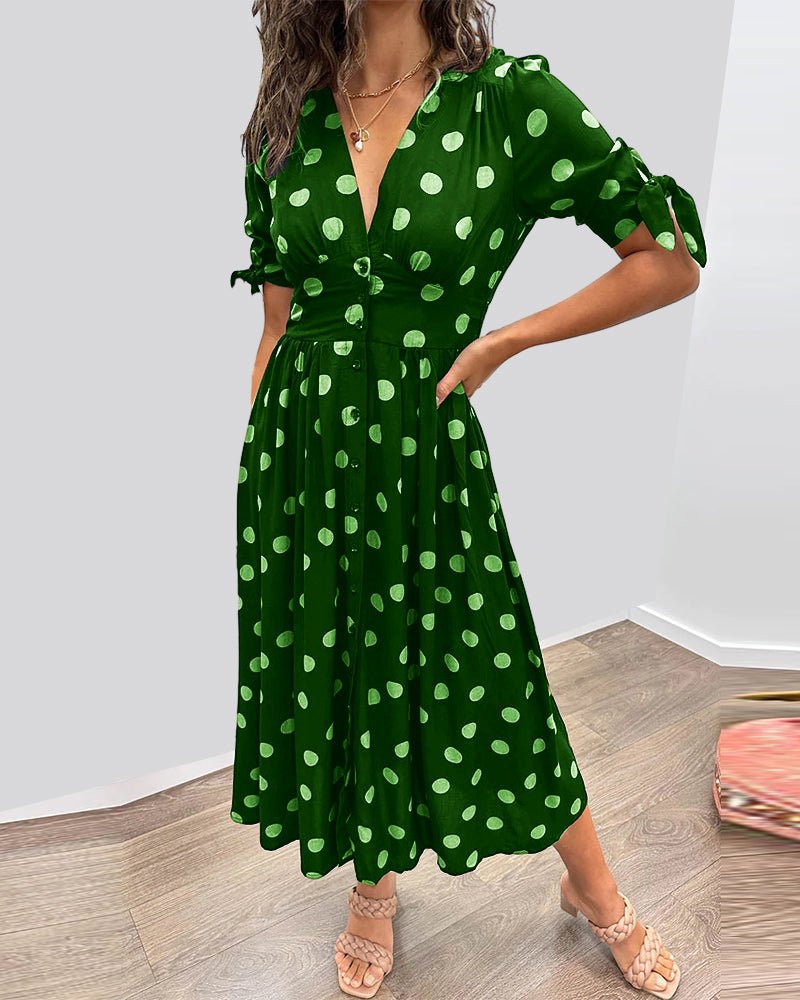 JESSY | STYLISH POLKA DOT V - NECK DRESS
