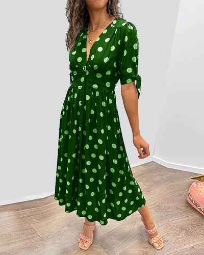JESSY | STYLISH POLKA DOT V - NECK DRESS