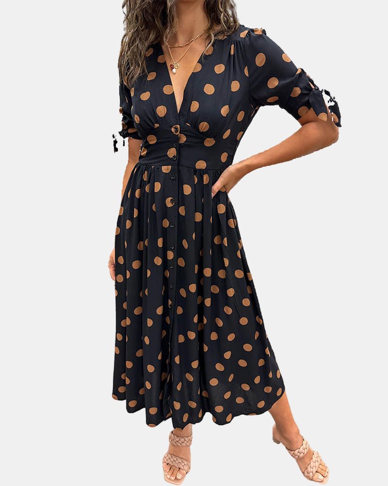 JESSY | STYLISH POLKA DOT V - NECK DRESS