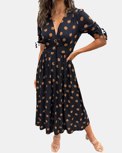 JESSY | STYLISH POLKA DOT V - NECK DRESS