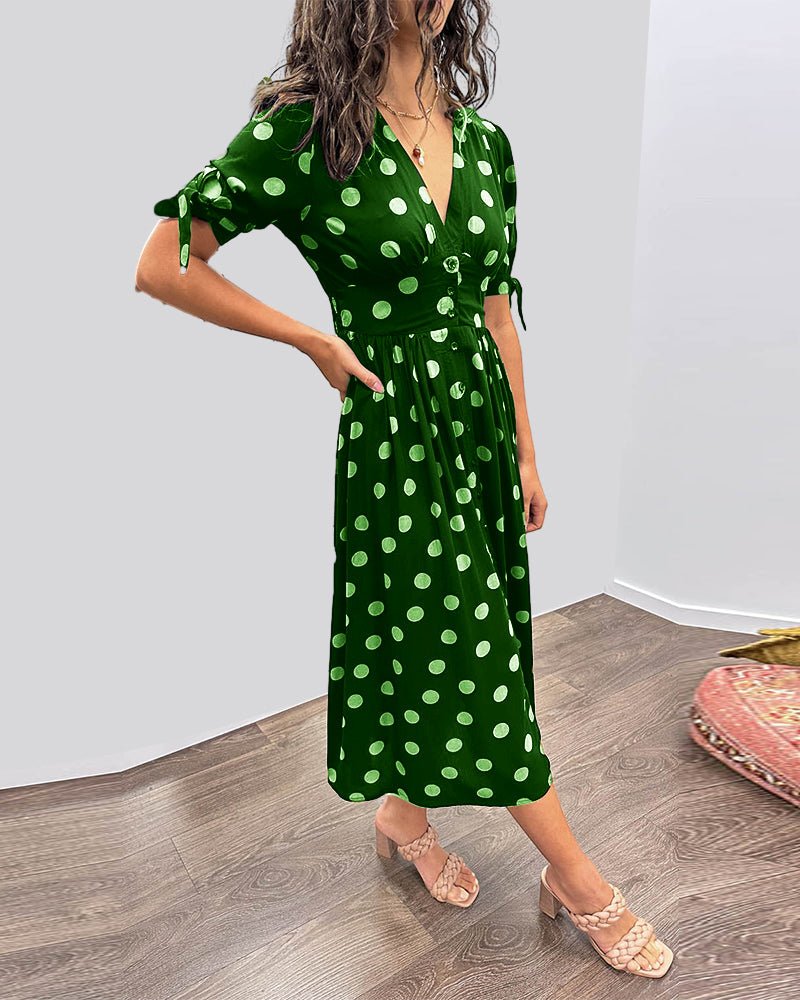 JESSY | STYLISH POLKA DOT V - NECK DRESS