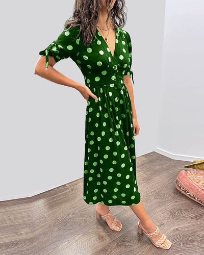 JESSY | STYLISH POLKA DOT V - NECK DRESS