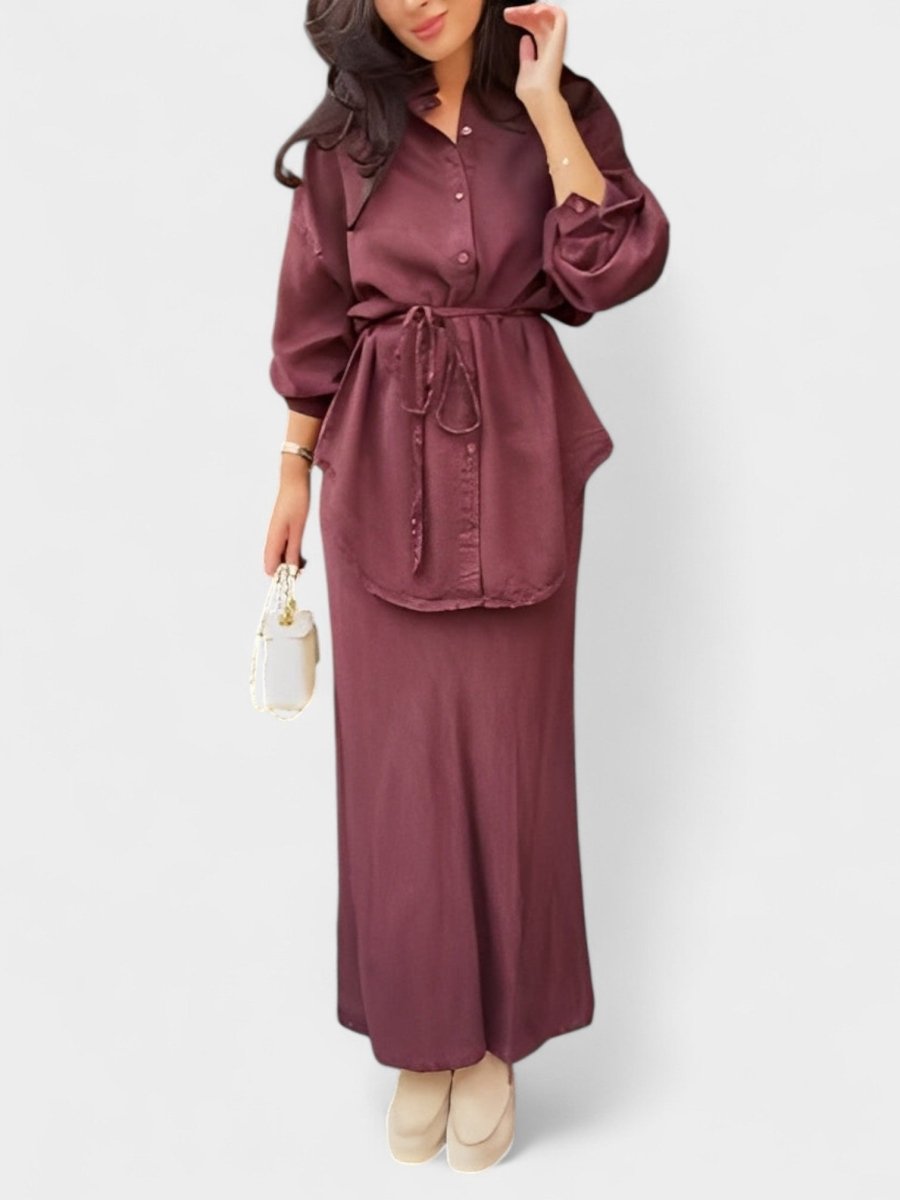 Joe | Tie - Drawstring Shirt & Skirt Set