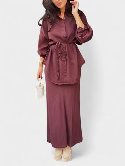 Joe | Tie - Drawstring Shirt & Skirt Set