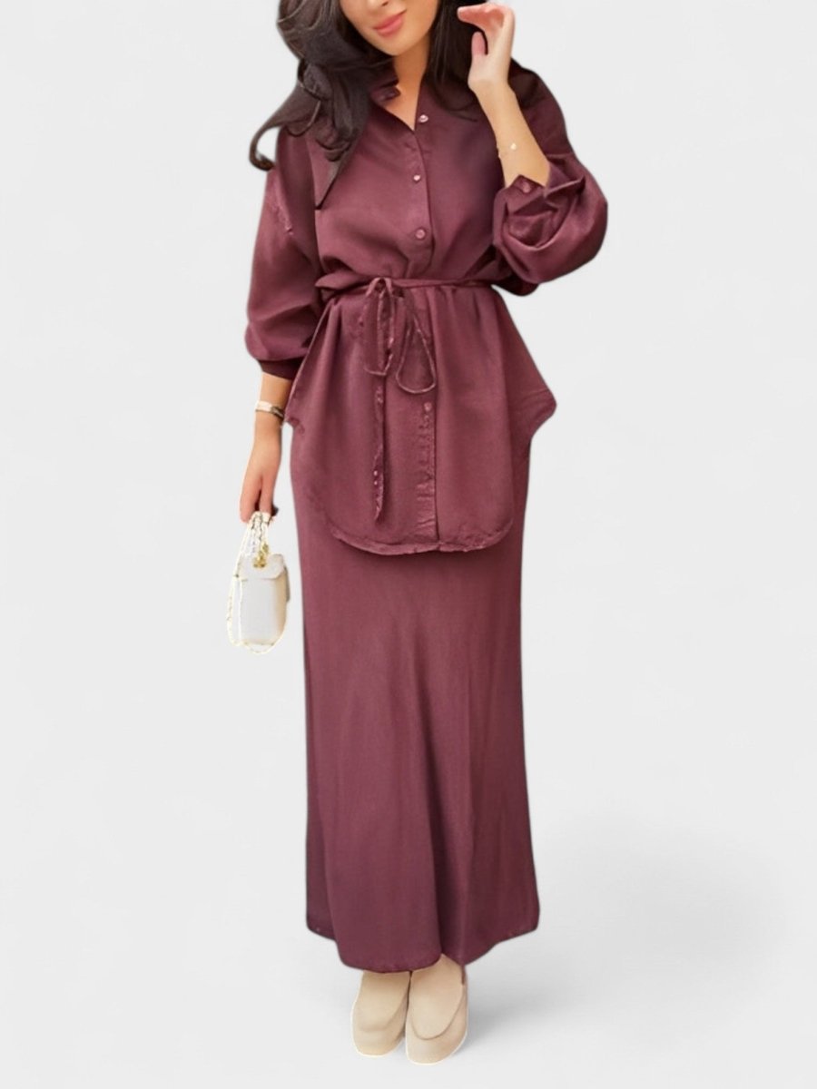 Joe | Tie - Drawstring Shirt & Skirt Set