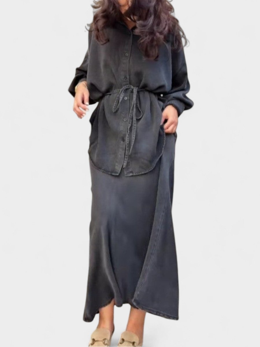 Joe | Tie - Drawstring Shirt & Skirt Set