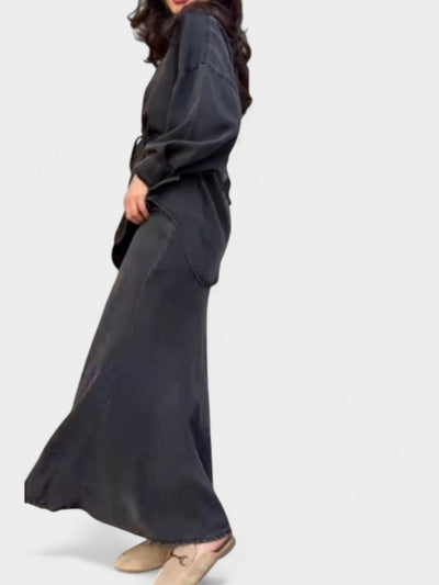 Joe | Tie - Drawstring Shirt & Skirt Set