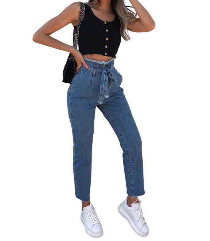 Juliette™ | High - waisted paperbag jeans – chic comfort for everyday