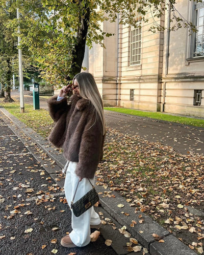 Kataleya | Cropped Oversized Faux Fur Coat