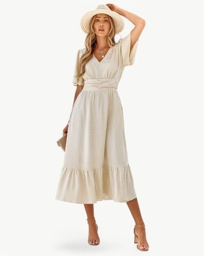KLARISSE | ELEGANT FLOWY SUMMER V - NECK DRESS