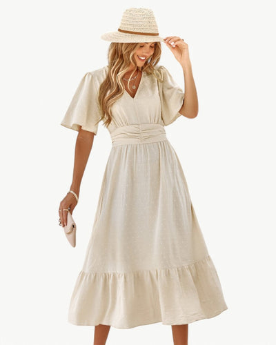 KLARISSE | ELEGANT FLOWY SUMMER V - NECK DRESS