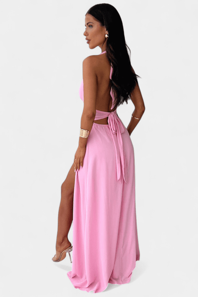 Latisha | Halter Neck High - Slit Dress