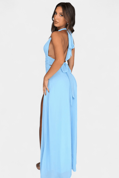Latisha | Halter Neck High - Slit Dress