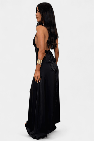 Latisha | Halter Neck High - Slit Dress