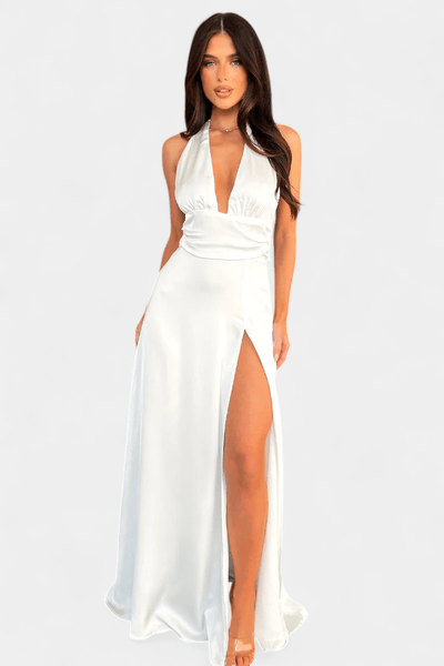 Latisha | Halter Neck High - Slit Dress