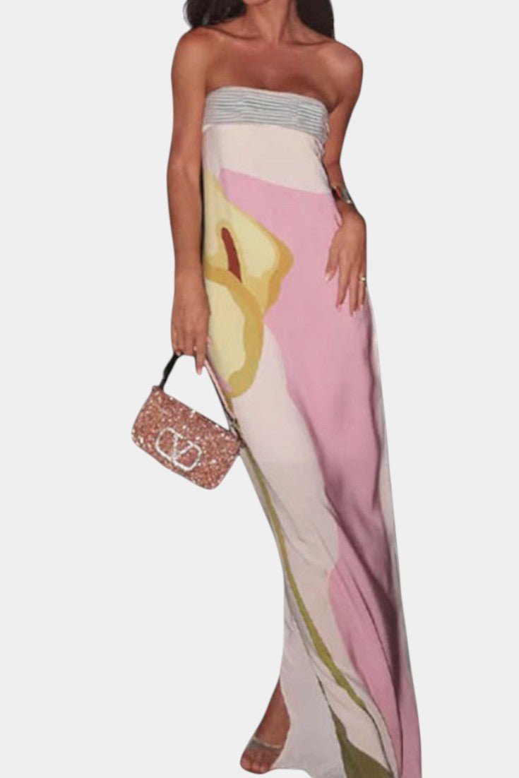 Laura | Strapless Printed Maxi Dress