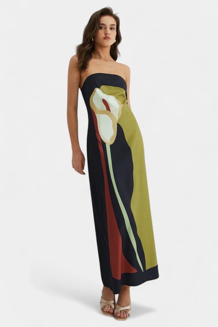 Laura | Strapless Printed Maxi Dress