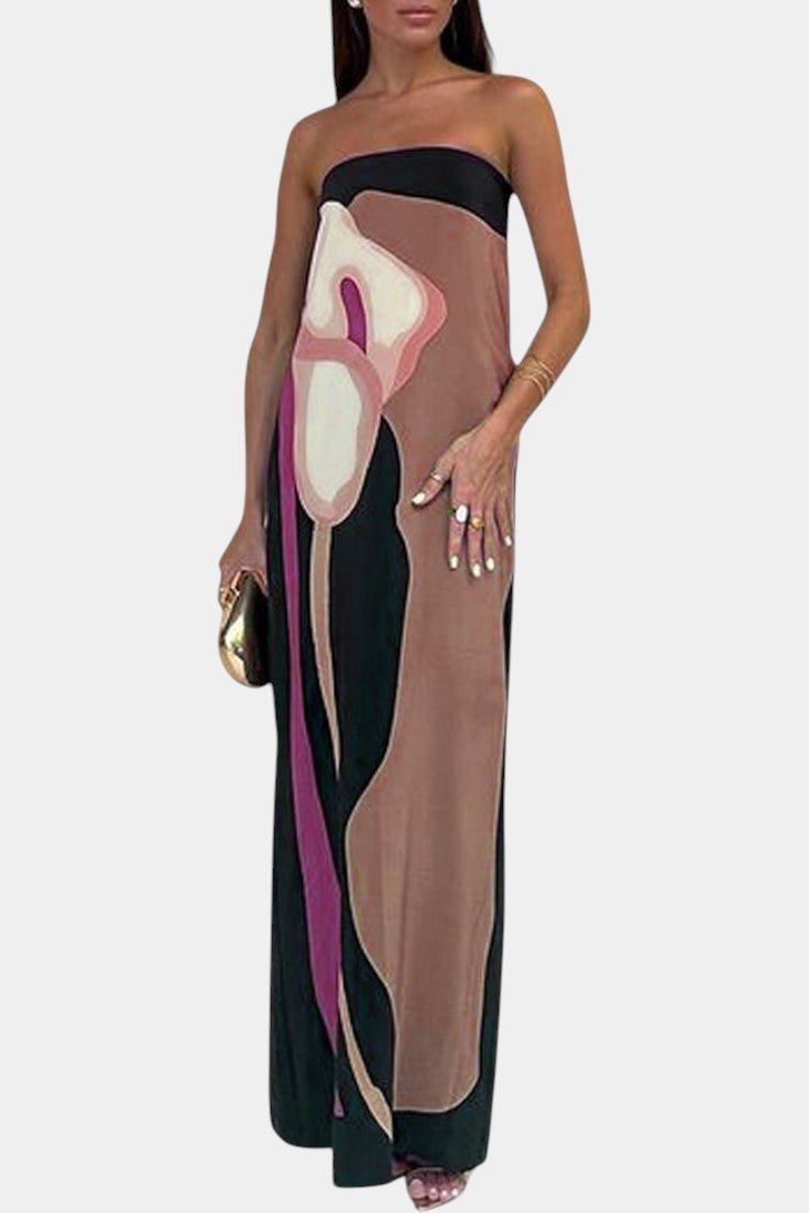 Laura | Strapless Printed Maxi Dress