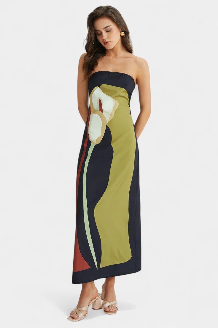 Laura | Strapless Printed Maxi Dress