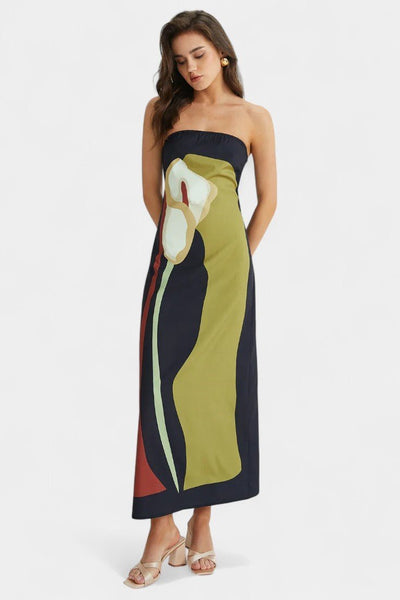 Laura | Strapless Printed Maxi Dress
