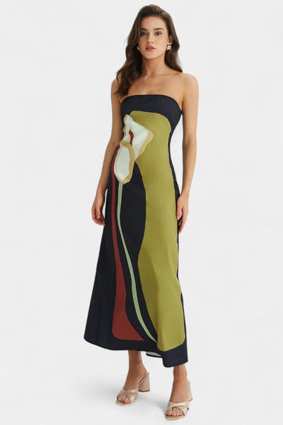 Laura | Strapless Printed Maxi Dress