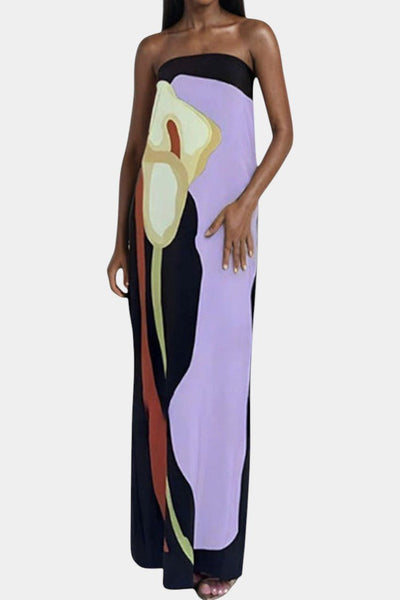 Laura | Strapless Printed Maxi Dress