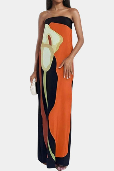 Laura | Strapless Printed Maxi Dress