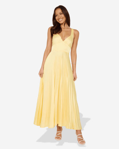 Lucy | Pleated V - Neck Maxi Dress