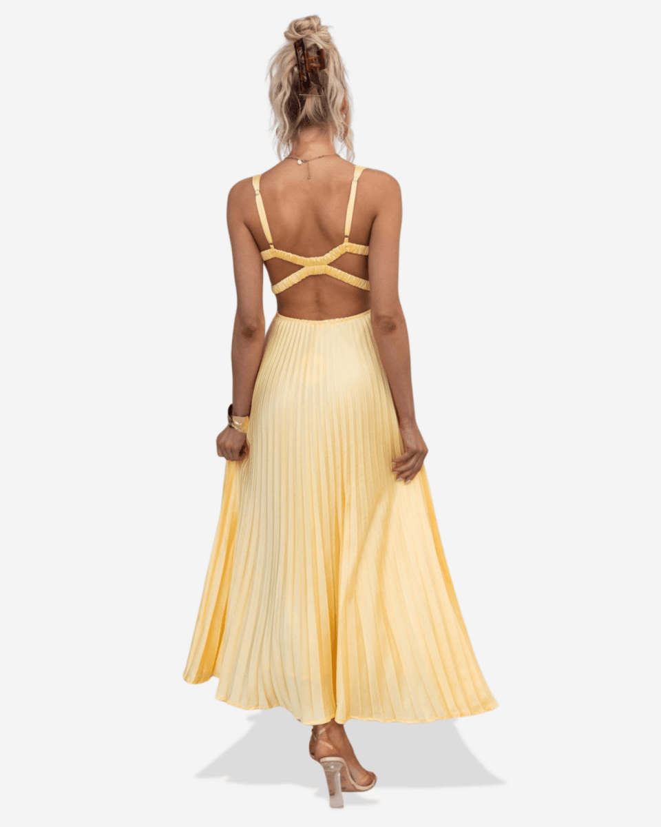 Lucy | Pleated V - Neck Maxi Dress