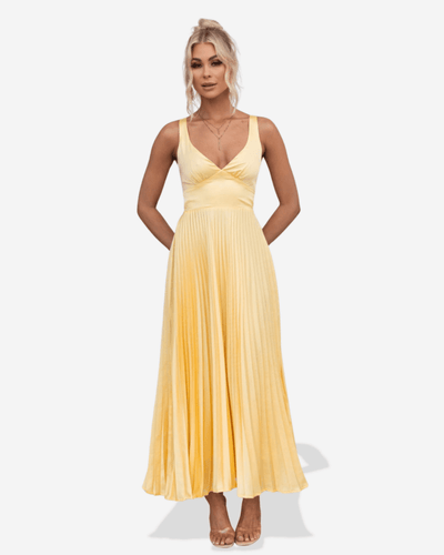 Lucy | Pleated V - Neck Maxi Dress