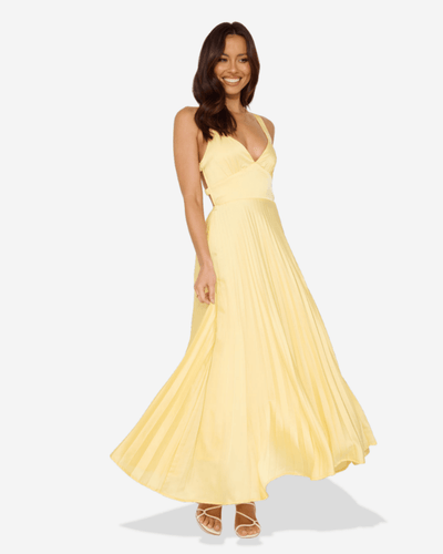 Lucy | Pleated V - Neck Maxi Dress