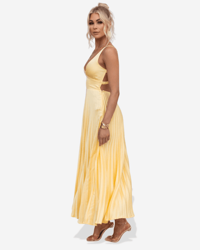 Lucy | Pleated V - Neck Maxi Dress