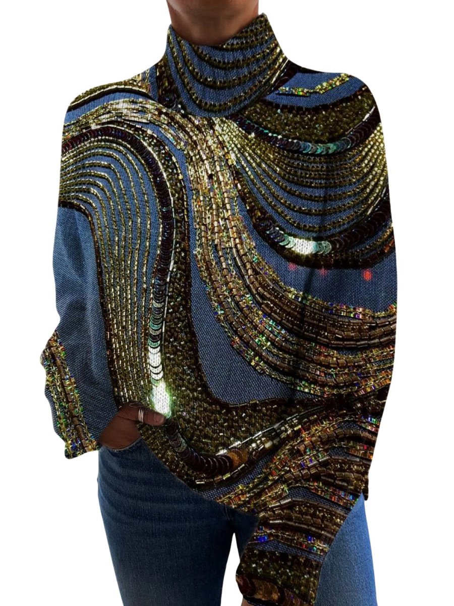 Luxury Sweater with Beaded Pattern in Casual Style