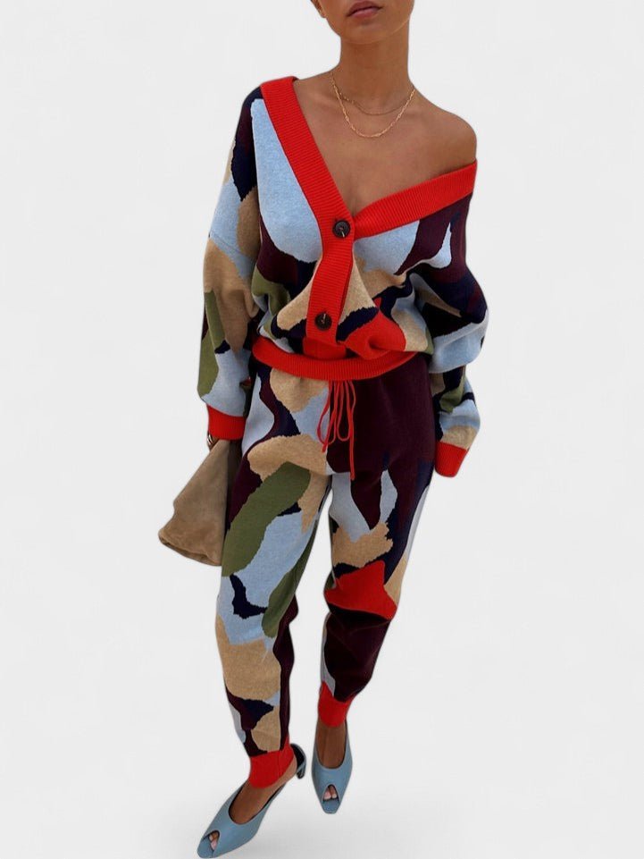 Lydia | Abstract Knit Cardigan & Skirt Set