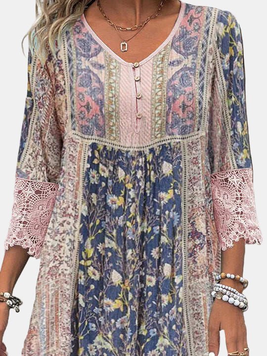 Mackenzie | Vintage Printed Lace Dress