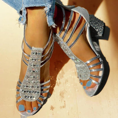 MADELINE | RHINESTONE OPEN - HEELED SANDALS