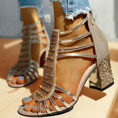 MADELINE | RHINESTONE OPEN - HEELED SANDALS