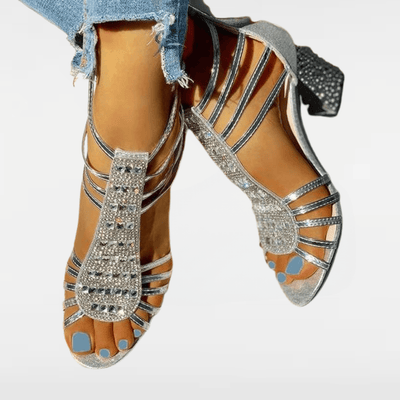 MADELINE | RHINESTONE OPEN - HEELED SANDALS